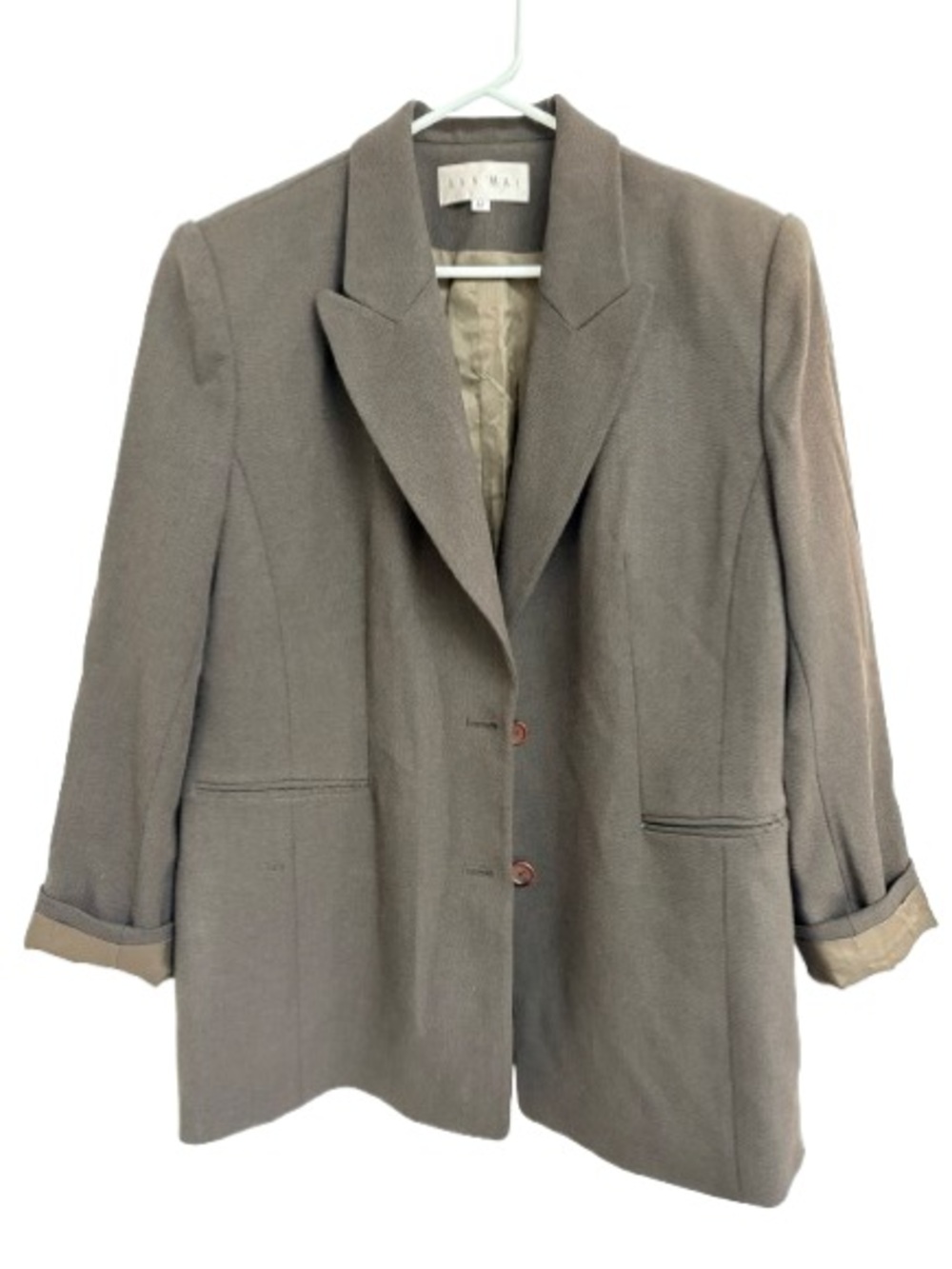Ann Mai Dark Grey/Olive Wool-Blend Blazer